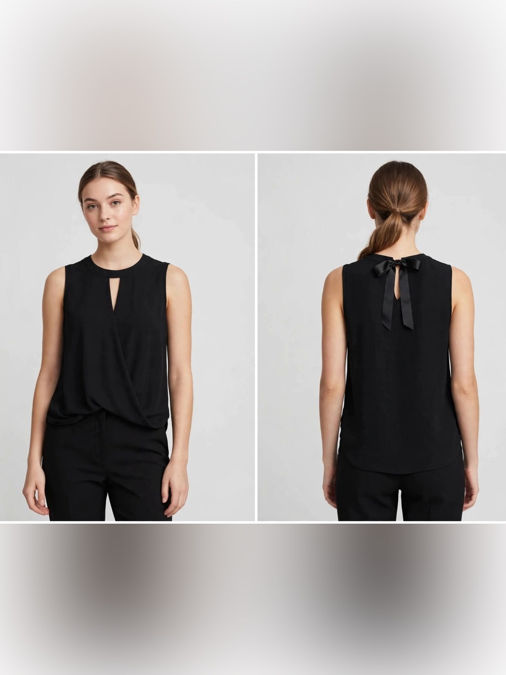 41 Hawthorn Black Keyhole Tie Back Sleeveless Blouse MP